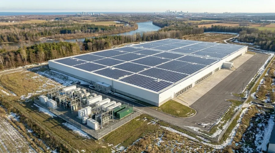 1.2MW Logistics Hub in Ontario, Canada with Utility-Grade String Inverters and Integrated 2MW EV Charging Fleet