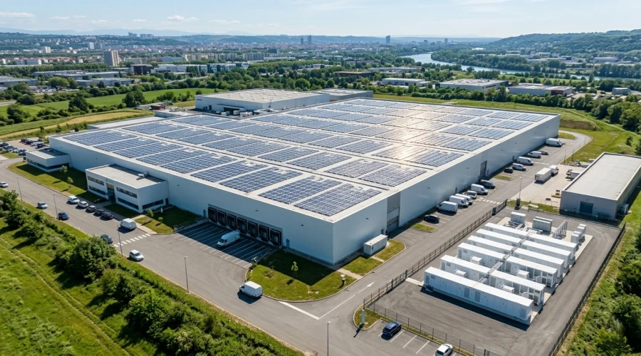800kW C&I Solar Plant in Lyon, France with 1,450+ Bifacial TOPCon Modules & 1MWh Liquid-Cooled BESS