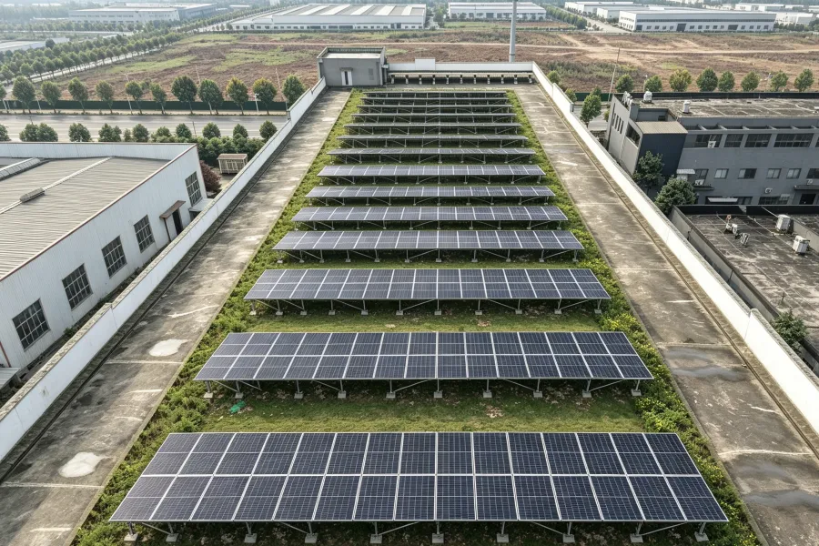 8MW Industrial Rooftop Solar PV Energy Solution featuring large-scale photovoltaic panels installed on commercial factory rooftops for clean power generation, energy efficiency improvement, and sustainable industrial energy management by Splendor Energy