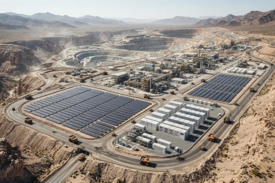 Advanced off-grid integrated energy solutions combining solar PV systems, 100kWh–5MWh+ battery energy storage systems (BESS), intelligent EMS, and hybrid power technologies for remote mining sites and industrial processing facilities by Splendor Energy