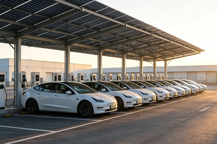 Scalable Renewable Energy Powered EV Fleet Charging Infrastructure with Solar PV, Battery Energy Storage System (BESS), High-Power DC Fast Charging Stations, Intelligent Energy Management, and Smart Power Distribution for Logistics and Commercial Transportation – Splendor Energy