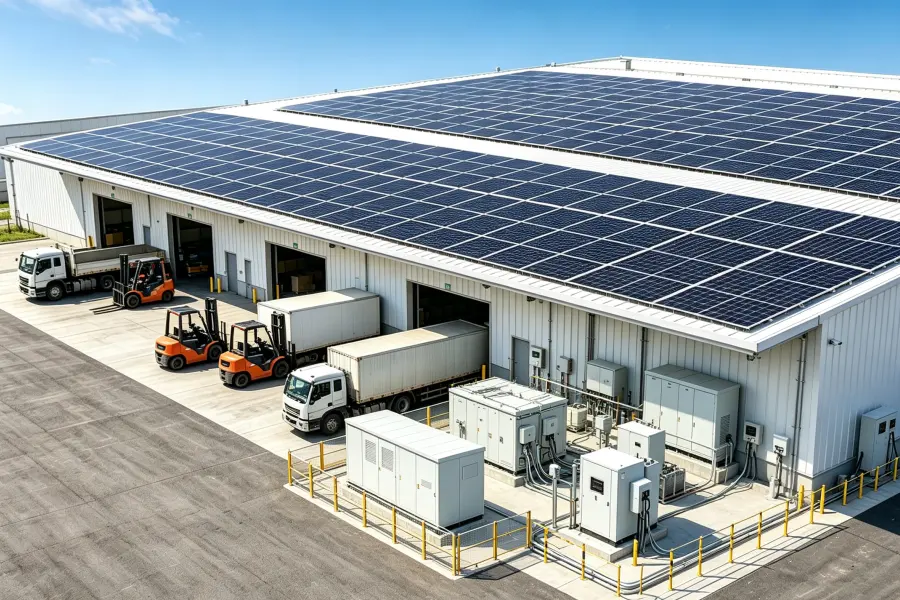 Smart Energy Optimization and Decentralized Power Solutions for Modern Logistics and Warehousing Centers featuring Solar PV Systems, 100kWh–5MWh+ Battery Energy Storage Systems (BESS), Intelligent Energy Management System (EMS), Smart Microgrid, EV Charging Infrastructure, and Medium-Voltage Power Distribution – Splendor Energy