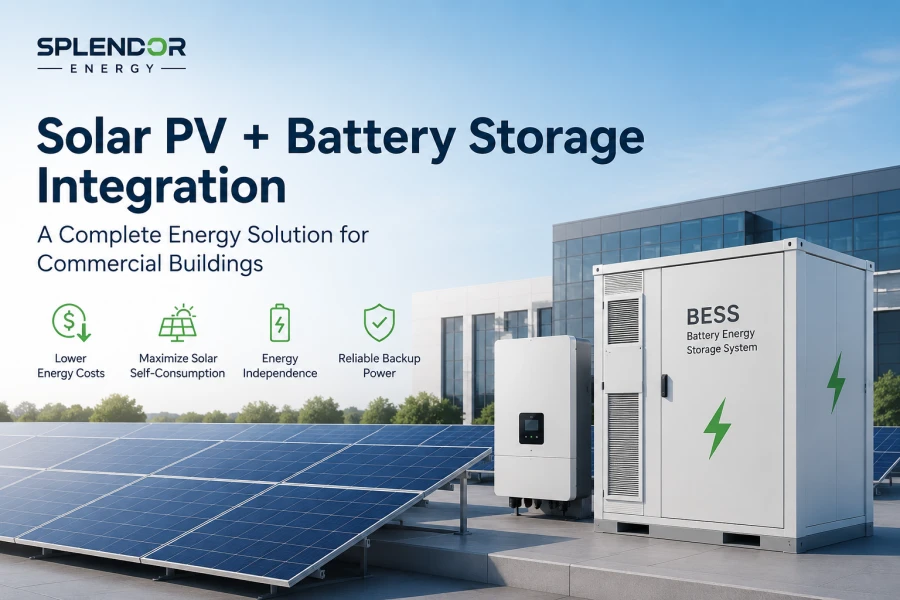 Solar PV and Battery Storage Integration for Commercial Buildings Featuring Rooftop Solar Panels, 30kWh+ Battery Energy Storage System (BESS), and Smart Energy Management Solution