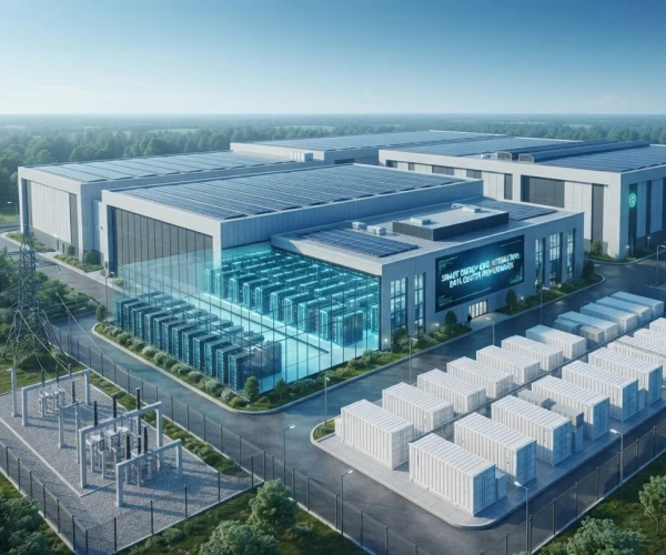 Ultra-reliable microgrid power system integrating Solar PV, Battery Energy Storage Systems (BESS), backup generators, intelligent Energy Management Systems (EMS), and utility grid connectivity to ensure 24/7 uninterrupted power, optimized Power Usage Effectiveness (PUE), and Tier IV reliability for hyperscale data centers, AI computing facilities, and mission-critical digital infrastructure by Splendor Energy.