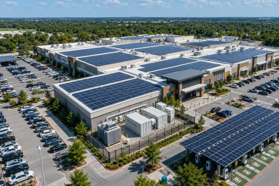 Commercial Solar Plus Storage Energy Solution Integrating Solar PV Panels, 30kWh+ Battery Energy Storage System (BESS), Smart EMS, and Renewable Energy Management for Businesses