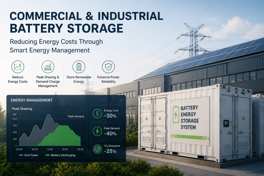 Commercial and Industrial BESS Solution Featuring Modern Factory Container Battery Energy Storage System with Intelligent EMS Energy Monitoring Interface, 500kWh–5MWh+ LFP Battery Storage Technology